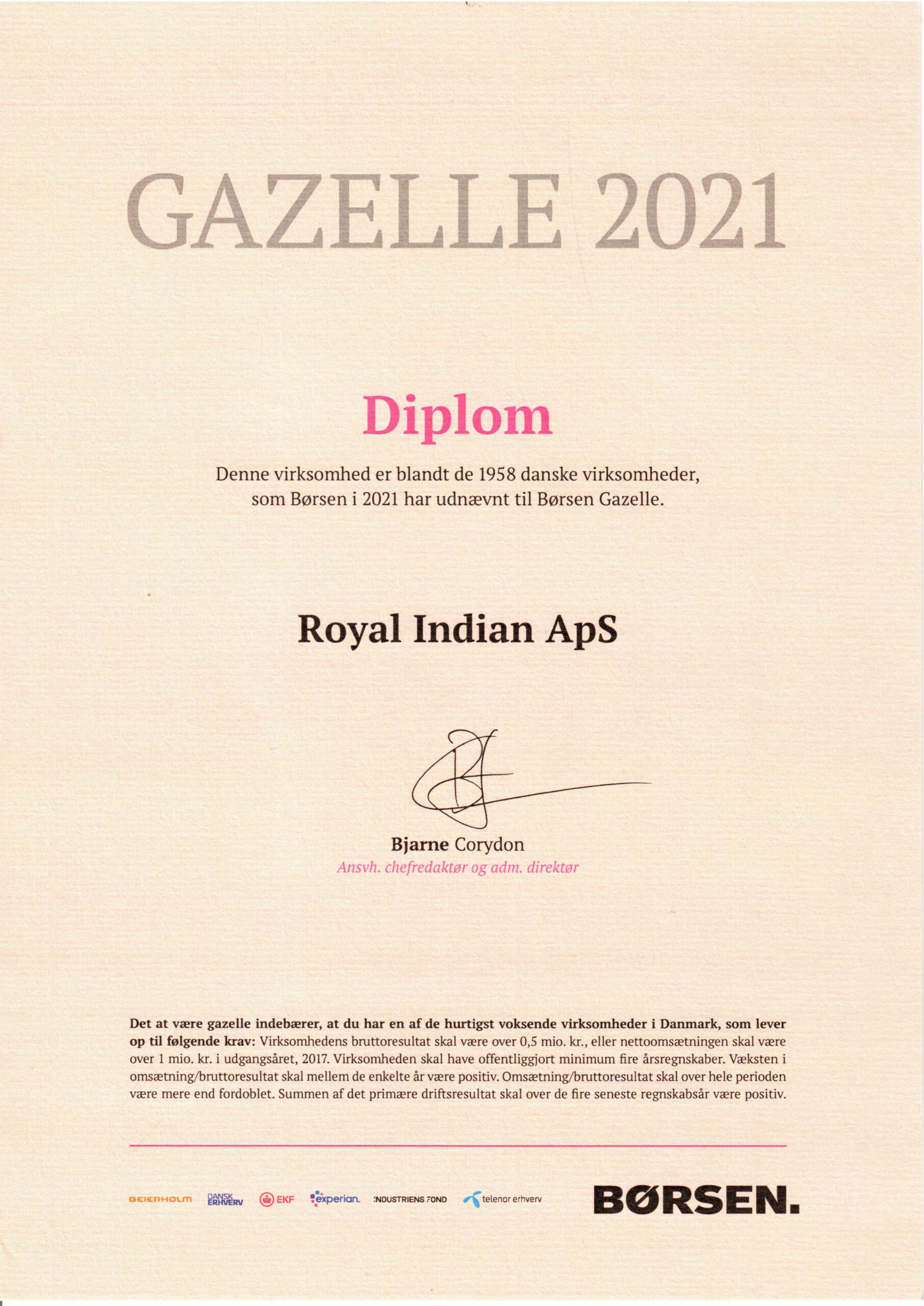 Royal Indian diplom gazelle 2021